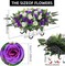 Artificial Cemetery Flowers for Grave,Headstone Flower Saddle for Tombstone Headstone Decorations Non-Fading Easy Fit (Purple White)